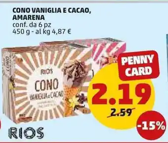 PENNY CONO VANIGLIA E CACAO, AMARENA 450 g offerta