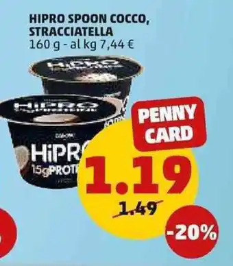 PENNY HIPRO SPOON COCCO, STRACCIATELLA 160 g offerta