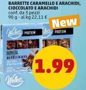 PENNY BARRETTE CARAMELLO E ARACHIDI, CIOCCOLATO E ARACHIDI 90 g offerta