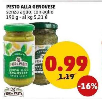 PENNY PESTO ALLA GENOVESE senza aglio, con aglio 190 g offerta