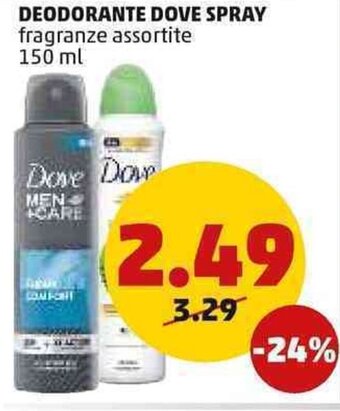 PENNY DEODORANTE DOVE SPRAY fragranze assortite 150 ml offerta