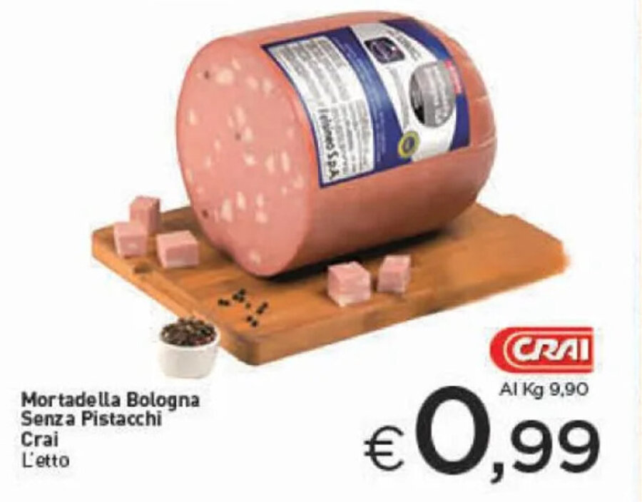 Mortadella Bologna Senza Pistacchi Crai offerta di Crai