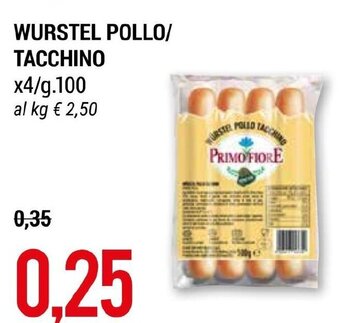 Hardis WURSTEL POLLO/ TACCHINO x4/g.100 offerta