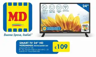 MD Discount SMART TV 24" HD NORDMENDE ND2453600M SAT offerta