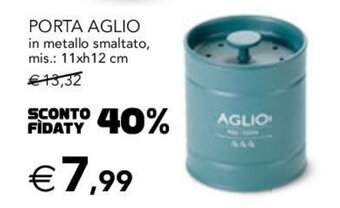 Esselunga PORTA AGLIO in metallo smaltato, mis.: 11xh12 cm offerta