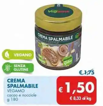 MD Discount CREMA SPALMABILE VEGAMO cacao e nocciole g 180 offerta