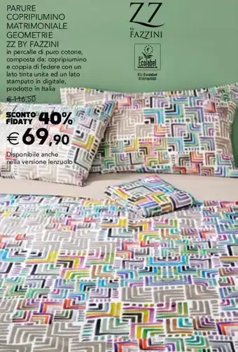 Esselunga PARURE COPRIPIUMINO MATRIMONIALE GEOMETRIE ZZ BY FAZZINI offerta