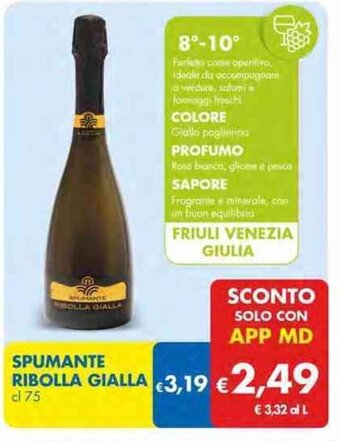 MD Discount SPUMANTE RIBOLLA GIALLA cl 75 offerta