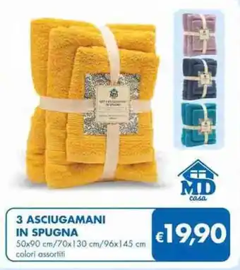 MD Discount 3 ASCIUGAMANI IN SPUGNA 50 x 90 cm offerta