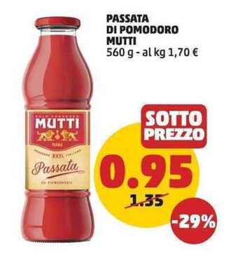 PENNY PASSATA DI POMODORO MUTTI 560 g offerta