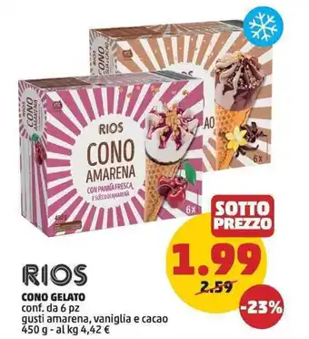 PENNY RIOS CONO GELATO 6 pz 450 g offerta