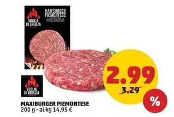 PENNY MAXIBURGER PIEMONTESE 200 g offerta