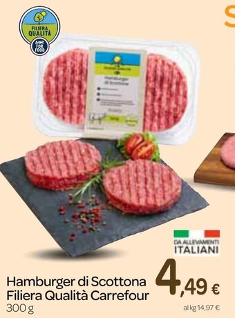 Carrefour Hamburger di Scottona Filiera Qualità Carrefour 300 g offerta