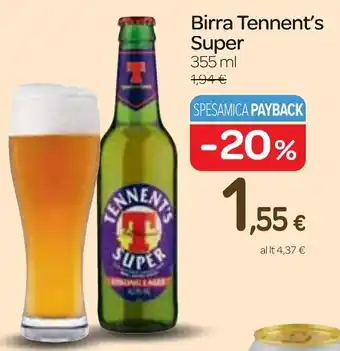 Carrefour Birra Tennent's Super 355 ml offerta