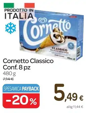 Carrefour Cornetto Classico Conf. 8 pz 480 g offerta