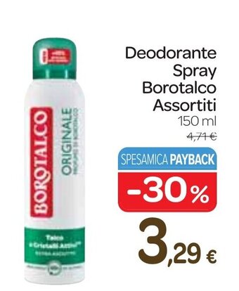 Carrefour Deodorante Spray Borotalco Assortiti 150 ml offerta