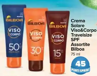 Carrefour Crema Solare Viso&Corpo Travelsize SPF Assortite Bilboa 75 ml offerta