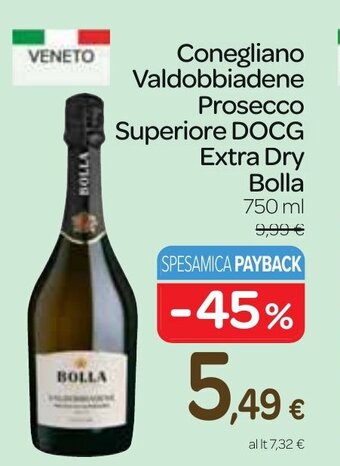 Carrefour Conegliano Valdobbiadene Prosecco Superiore DOCG Extra Dry Bolla 750 ml offerta