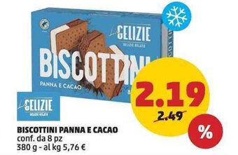 PENNY GELIZIE BISCOTTINI PANNA E CACAO conf. da 8 pz 380 g offerta