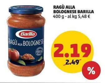 PENNY RAGÙ ALLA BOLOGNESE BARILLA 400 g offerta
