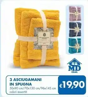 MD Discount 3 asciugamani in spugna offerta