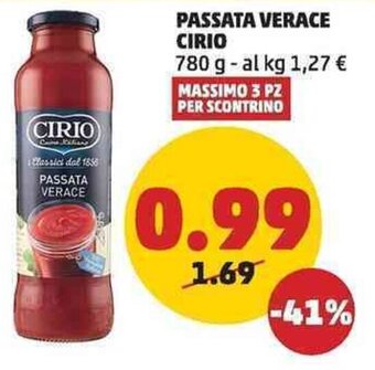 PENNY PASSATA VERACE CIRIO 780 g offerta