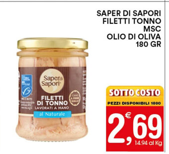 Gecop SAPER DI SAPORI FILETTI TONNO MSC OLIO DI OLIVA 180 GR offerta
