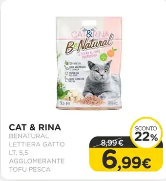 Arcaplanet Cat & rina - benatural lettiera gatto agglomerante tofu pesca offerta