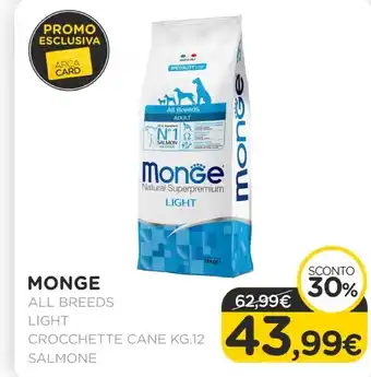 Arcaplanet Monge all breeds light crocchette cane kg 12 salmone offerta