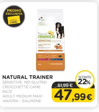 Arcaplanet Natural trainer sensitive no gluten crocchette cane kg.12 adult medium maxi anatra - salmone offerta