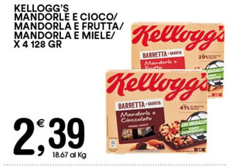Gecop KELLOGG'S MANDORLE E CIOCO/ MANDORLA E FRUTTA/ MANDORLA E MIELE/ X 4 128 GR offerta