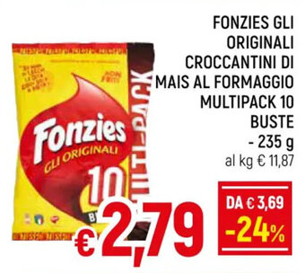 A&O FONZIES GLI ORIGINALI CROCCANTINI DI MAIS AL FORMAGGIO MULTIPACK 10 buste 235 g offerta