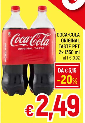 A&O COCA-COLA ORIGINAL TASTE PET 2x 1350 ml offerta