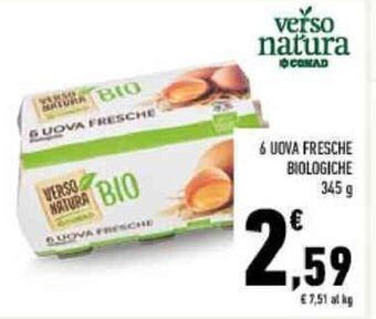 Conad verso natura 6 UOVA FRESCHE BIOLOGICHE 345 g offerta