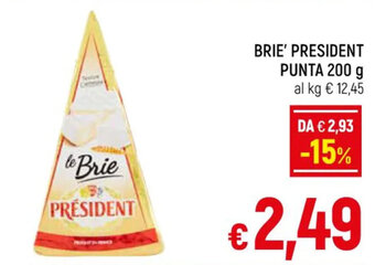 A&O BRIE' PRESIDENT PUNTA 200 g offerta