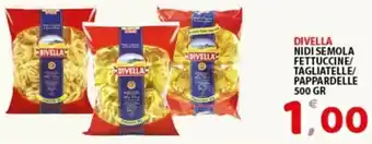 Premium Supermercati DIVELLA NIDI SEMOLA FETTUCCINE/ TAGLIATELLE/ PAPPARDELLE 500 GR offerta