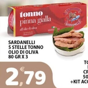 Premium Supermercati SARDANELLI 5 STELLE TONNO OLIO DI OLIVA 80 GR X 3 offerta