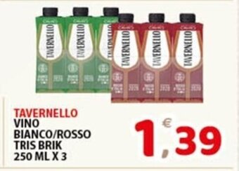 Premium Supermercati TAVERNELLO VINO BIANCO/ROSSO TRIS BRIK 250 ML X 3 offerta
