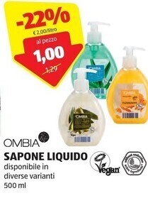 ALDI Ombia sapone liquido offerta