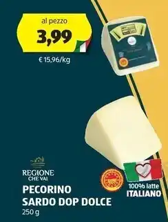 ALDI Regione che val pecorino sardo dop dolce offerta