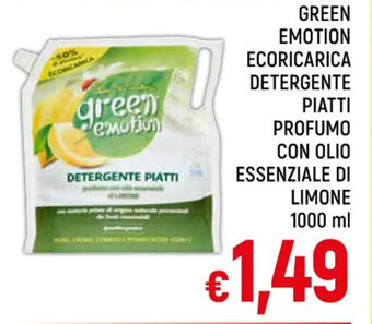 A&O GREEN EMOTION ECORICARICA DETERGENTE PIATTI PROFUMO CON OLIO ESSENZIALE DI LIMONE 1000 ml offerta