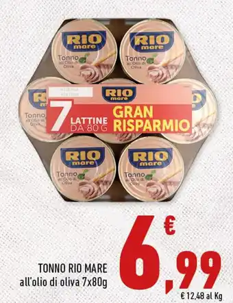 Conad TONNO RIO MARE all'olio di oliva 7x80g offerta
