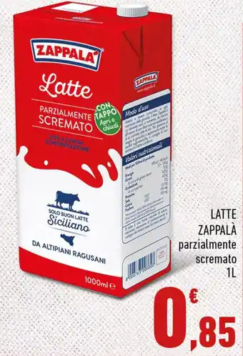 Conad LATTE ZAPPALA parzialmente scremato 1L offerta