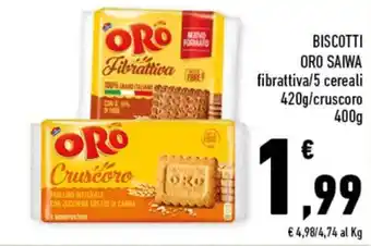 Conad BISCOTTI ORO SAIWA fibrattiva/5 cereali 420g offerta