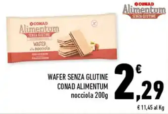 Conad WAFER SENZA GLUTINE CONAD ALIMENTUM nocciola 200g offerta
