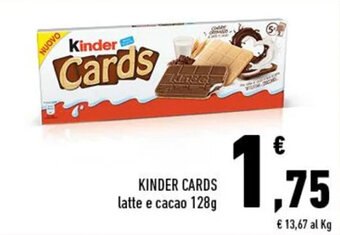 Conad KINDER CARDS latte e cacao 128g offerta