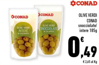 Conad OLIVE VERDI CONAD snocciolate/ intere 185g offerta