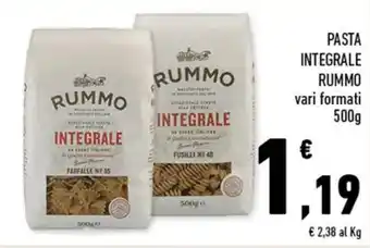 Conad PASTA INTEGRALE RUMMO vari formati 500g offerta
