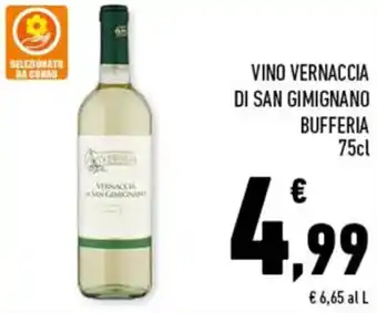 Conad VINO VERNACCIA DI SAN GIMIGNANO BUFFERIA 75cl offerta