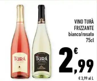 Conad VINO TURÀ FRIZZANTE bianco/rosato 75cl offerta
